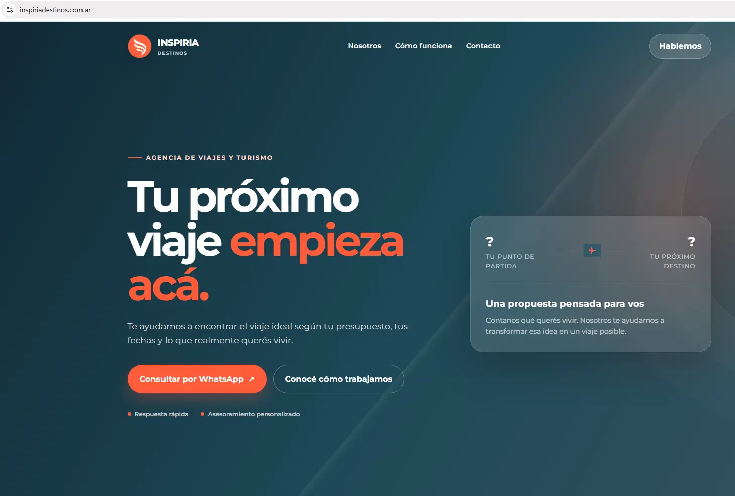 Sitio web de Inspira Destinos