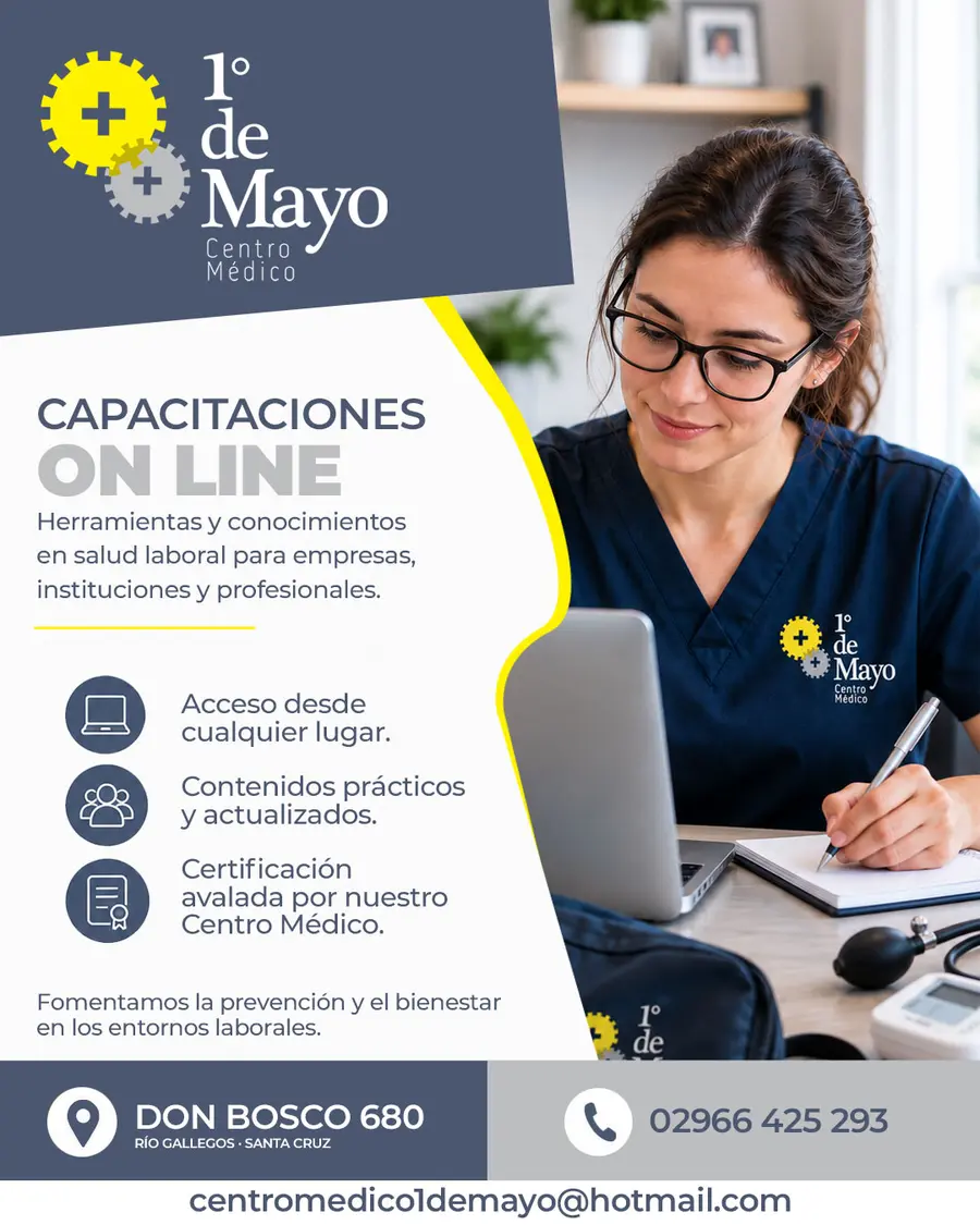 Flyer de capacitaciones Primero de Mayo