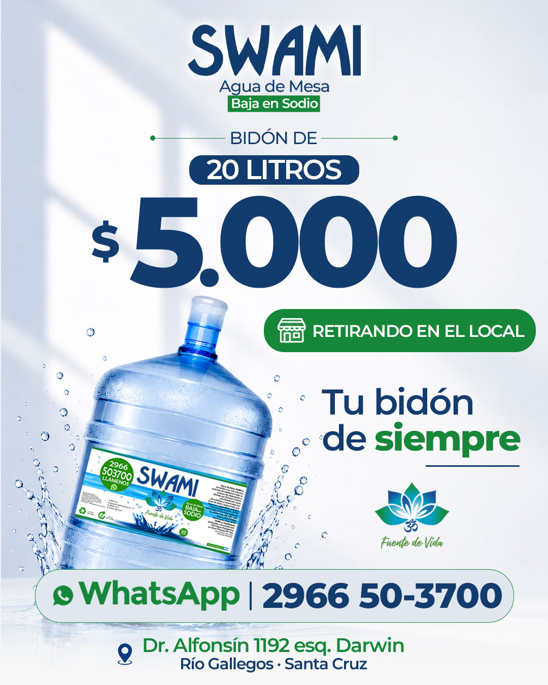 Flyer de Swami Agua de Mesa