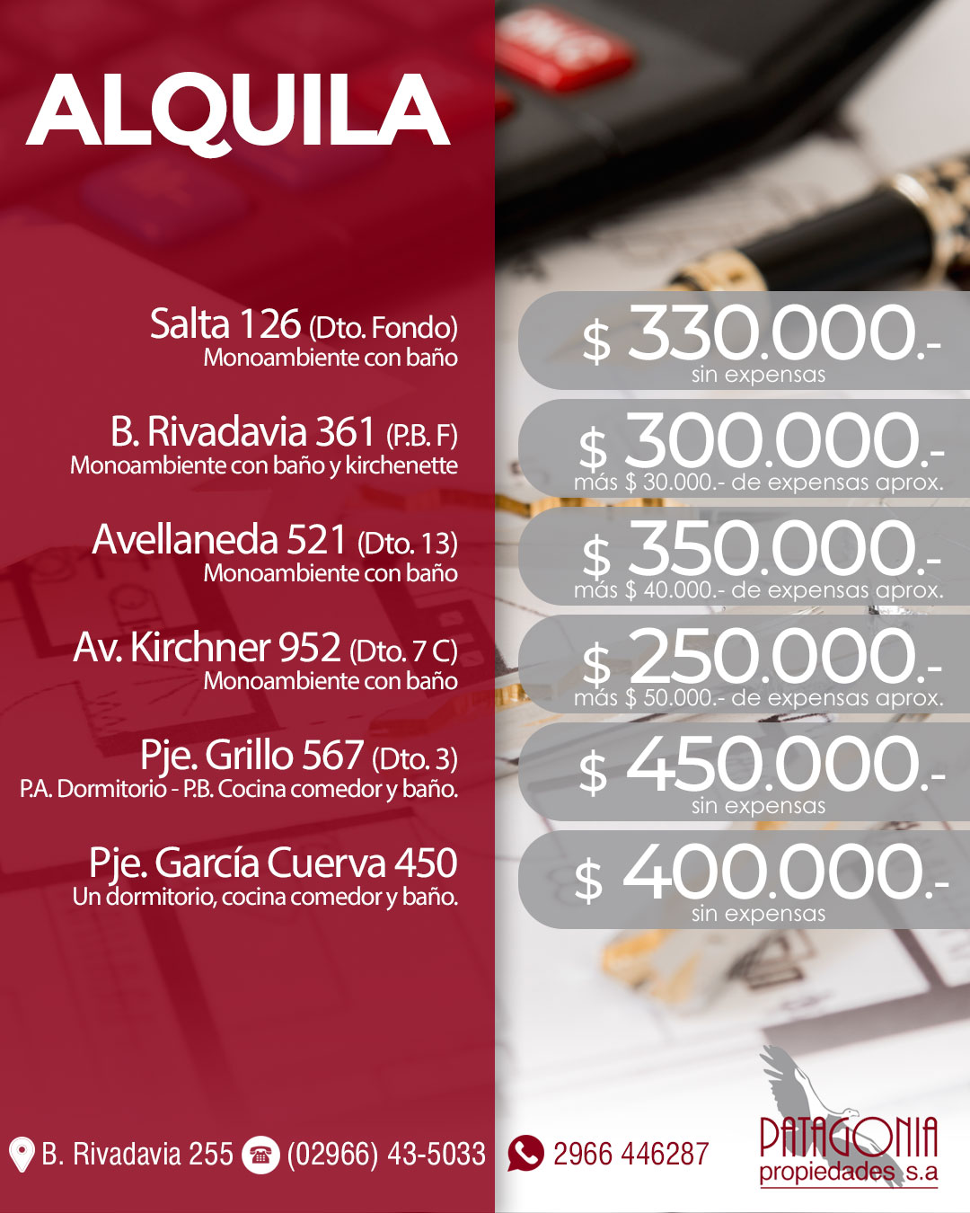 Flyer de Patagonia Propiedades