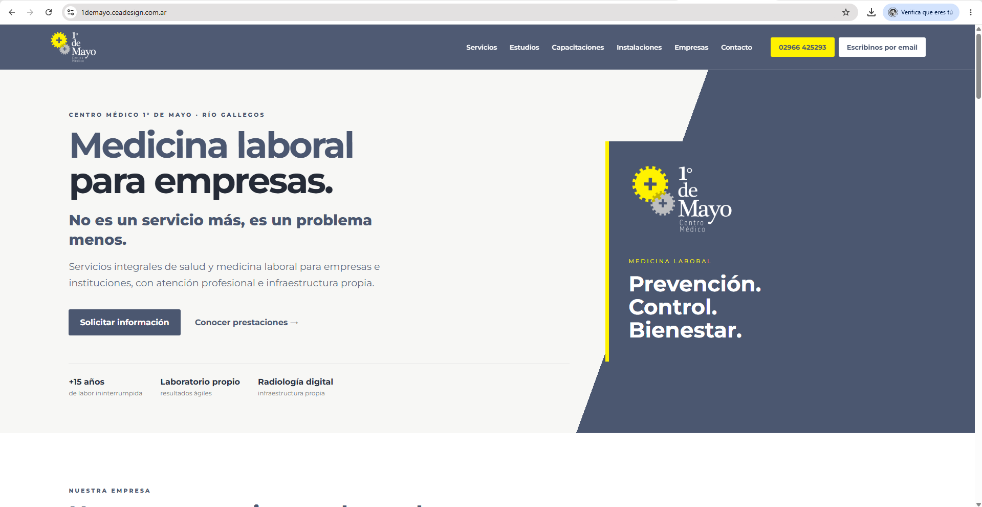 Página web de Centro Médico 1° de Mayo