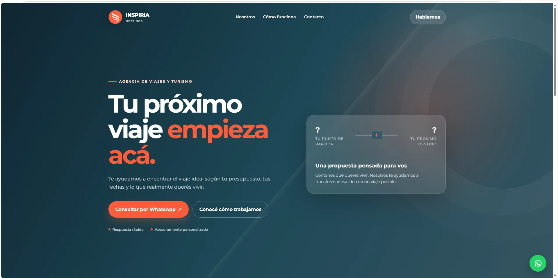 Sitio web de Inspira Destinos