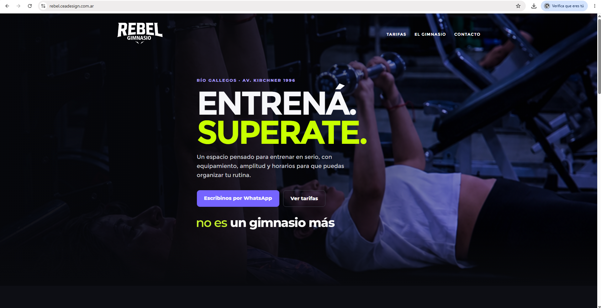 Página web de Rebel Gimnasio